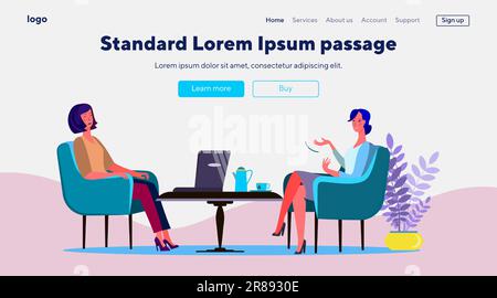 Des amies se rencontrent autour d'une tasse de thé Illustration de Vecteur