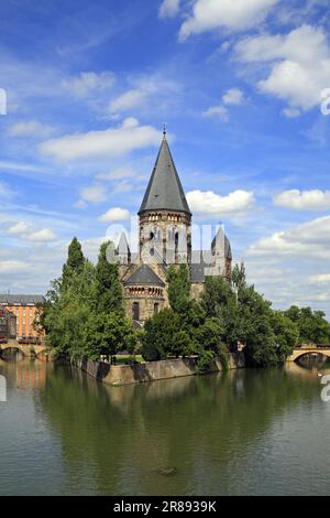 Le Temple neuf sur l'île du petit Saulcy. Metz, Lorraine, France. Banque D'Images