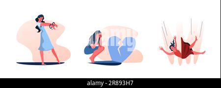 Ensemble de femmes chaînées dans la relation Illustration de Vecteur