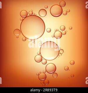 3d vecteur réaliste beauté fond de gouttes d'huile sur orange. Illustration de Vecteur