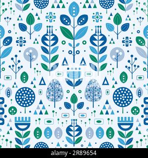 Motif botanique abstrait style scandinave rétro Illustration de Vecteur