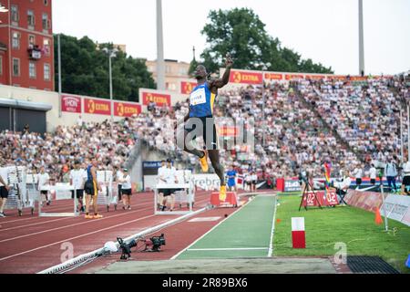 Tajay Gayle, de la Jamaïque, participe au long saut masculin aux Jeux Bislett d’Oslo, à la Ligue des diamants de Wanda, au stade Bislett, à Oslo, en Norvège, le 15th juin Banque D'Images