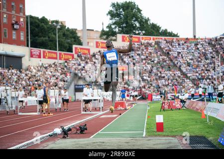 Tajay Gayle, de la Jamaïque, participe au long saut masculin aux Jeux Bislett d’Oslo, à la Ligue des diamants de Wanda, au stade Bislett, à Oslo, en Norvège, le 15th juin Banque D'Images