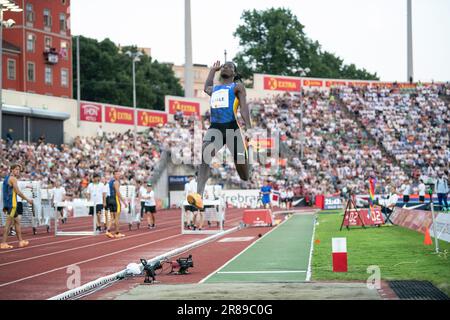 Tajay Gayle, de la Jamaïque, participe au long saut masculin aux Jeux Bislett d’Oslo, à la Ligue des diamants de Wanda, au stade Bislett, à Oslo, en Norvège, le 15th juin Banque D'Images