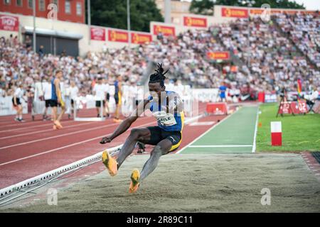 Tajay Gayle, de la Jamaïque, participe au long saut masculin aux Jeux Bislett d’Oslo, à la Ligue des diamants de Wanda, au stade Bislett, à Oslo, en Norvège, le 15th juin Banque D'Images