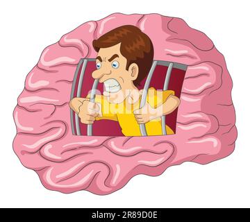 Illustration de dessin animé d'un homme se décomposant du cerveau Illustration de Vecteur