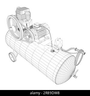 Compresseur d'air isolé sur blanc. Icône pneumatique du compresseur d'air. Icône de vecteur pneumatique de compresseur d'air filaire pour la conception de bande isolée sur fond blanc Illustration de Vecteur