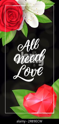 Tout ce dont vous avez besoin est le lettrage d'amour avec le coeur Illustration de Vecteur