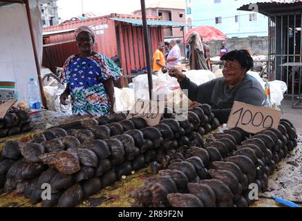 (230620) -- MALABO, 20 juin 2023 (Xinhua) -- cette photo prise sur 18 juin 2023 montre un marché à Malabo, capitale de la Guinée équatoriale. Malabo, situé sur l'île de Bioko, est un port maritime important de la Guinée équatoriale. (Xinhua/Dong Jianghui) Banque D'Images