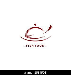 Symbole du logo de nourriture de poisson. Création du logo du restaurant Illustration de Vecteur