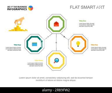 Modèle de diapositive sur la stratégie en quatre points Illustration de Vecteur