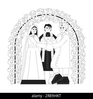 Cérémonie de mariage indienne concept monochrome illustration vectorielle spot Illustration de Vecteur