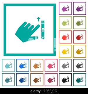 Pour faire défiler vers le haut, faites défiler vers le haut les icônes de couleur plate avec des cadres quadrants sur fond blanc Illustration de Vecteur