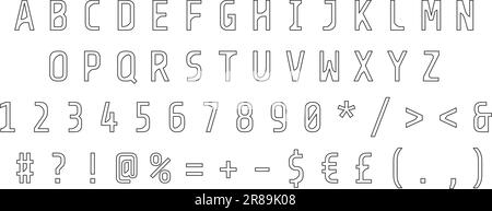 Ensemble d'alphabet rond linéaire noir Illustration de Vecteur