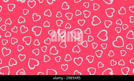 Texture, sans couture motif blanc 3D coeurs volumétriques coupé en papier avec une ombre tombant au jour de Saint Valentin et copier l'espace sur un rose Illustration de Vecteur