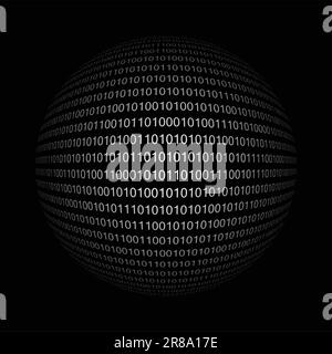 Code binaire sous forme de sphère sur fond noir Illustration de Vecteur
