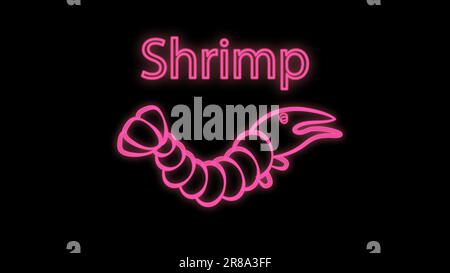 crevettes sur fond noir, illustration vectorielle, néon. fruits de mer pour la nourriture. enseigne au néon, éclairage. panneau lumineux pour les cafés et les restaurants. outdoo Illustration de Vecteur