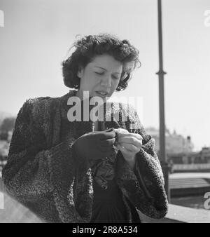 Réel 11-1948: La chanson et le saut forment une résidence commune. La chanteuse d'opéra Anne Brown épouse ski Jumper Thorleif Schjelderup.photo: Sverre A. Børretzen / Aktuell / NTB ***PHOTO NON TRAITÉE*** Banque D'Images