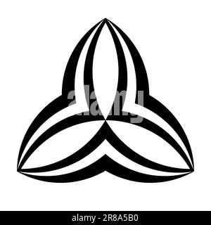 Symbole en forme de triquetra. Trois lentilles ou aussi des formes Vesica piscis, disposées dans un triangle équilatéral, enfermé par trois arcs de type aile. Banque D'Images