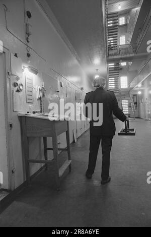 Effectif 29 - 4 - 1974: Une nuit dans la prison du district de prison d'Oslo, quartier B, est la plus grande prison de Norvège. Le métier à tisser est écrasant derrière les murs hauts. L'isolement est presque total. Il s'agit d'un processus difficile pour s'habituer à cet environnement. Photo: Sverre A. Børretzen / Aktuell / NTB ***PHOTO NON TRAITÉE*** Banque D'Images