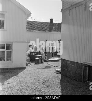 Actuel 18-1950: Déluge à SandefjordVestfold est venu au milieu de certains des nuages les plus humides qui ont été observés dans ce pays dans ce, le mois le plus humide d'août que nous avons eu depuis de nombreuses années. C'était particulièrement mauvais pour la ville de chasse à la baleine de Sandefjord, où, du 8 jeudi 24 août au 8 le lendemain matin, 116,4 mm de précipitations ont chuté. C'est la troisième fois en 15 ans que de grandes parties de la ville basse sont exposées à une catastrophe d'inondation. Photo: O. P. Jørgensen / Dimitri Koloboff / Arne Kjus / Aktuell / NTB Banque D'Images