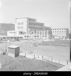 Réel 13-1950: Encore une fois un nouveau facteurLe secteur de Porsgrunn et de la région environnante se multiplie clairement par le bourgeonnement. La dernière société est une émanation de Porsgrunds Porselænsfabrik, A/S Sanitærporselen, la première et la seule en Norvège qui fabrique des cuvettes et des éviers de toilettes. A/S Sanitærporselen a repris un bâtiment solide après la guerre, que les Allemands avaient mis en mouvement pour obtenir une usine de cryolite. Il y a à peine deux ans, les travaux ont commencé à rendre le bâtiment utilisable comme une usine de porcelaine. Ce n'était pas une tâche facile. r. la maison avait reçu sa part du bombardement d'Herøya, mais après des prolongations et des changements Banque D'Images