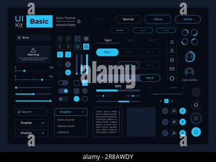 Kit d'éléments d'interface utilisateur de gestion système de base Illustration de Vecteur