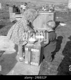 Courant 19-4-1947: Femme anglaise à SvalbardÉloise pour les nuits polaires à Svalbard Mme Kitty Thorbergsen a rencontré l'amour à Londres quand elle a travaillé comme dame de bureau au ministère britannique de l'Aviation. Dans le pensionnat où elle vivait, le Norvégien Per Thorbergsen finit par s'installer, et de la musique douce survit. Maintenant, ils sont mariés, ont des enfants, et vivent à Svalbard, où PER est actuellement en poste. Photo : Th. Skotaam / Aktuell / NTB ***PHOTO NON TRAITÉE*** Banque D'Images