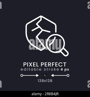 Analyse de vulnérabilité de l'icône linéaire blanche du bureau en noir Illustration de Vecteur