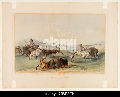 Buffalo Hunt, Chase no 7 [] par George Catlin, né Wilkes-barre, PA 1796-mort Jersey City, NJ 1872 Banque D'Images