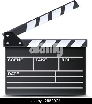 3d icône de vecteur réaliste. Carte de clapper de film. Illustration de Vecteur