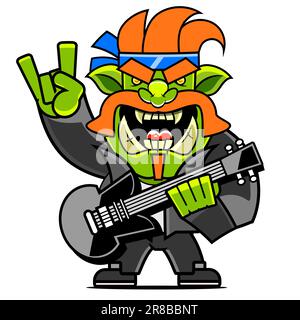 Illustration vectorielle d'un guerrier orc avec arme sur fond sombre Illustration de Vecteur