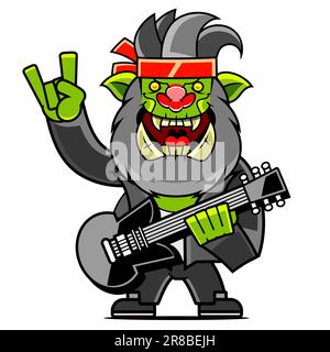 Troll orc dessin vectoriel de personnage dessin animé éléments de conception à vecteur plat coloré pour ordinateur mobile Illustration de Vecteur