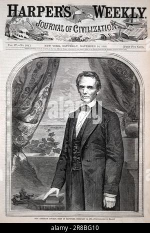 L'honorable Abraham Lincoln, né dans le Kentucky, 12 février 1809, de Harper's Weekly, 10 novembre 1860 1860 par Winslow Homer, né Boston, ma 1836-mort Prout's Neck, ME 1910 Banque D'Images