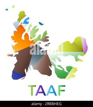 Forme TAAF de couleur vive. Logo de pays de style géométrique multicolore. Design moderne et tendance. Illustration vectorielle élégante. Illustration de Vecteur