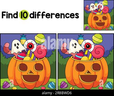 Trick or Treat Halloween Trouvez les différences Illustration de Vecteur