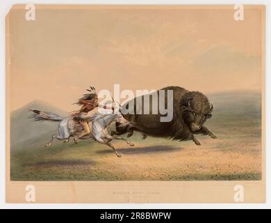 Buffalo Hunt, Chase--non 5 [] par George Catlin, né Wilkes-barre, PA 1796-mort Jersey City, NJ 1872 Banque D'Images