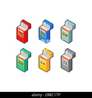 Paquet de cigarettes pixel art ensemble. Illustration vectorielle pixelisée 8 bits Illustration de Vecteur