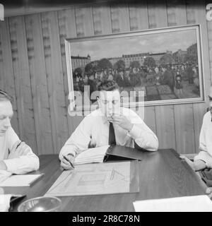 Actuel 33-3-1960: Carrière en rouge, blanc et vert le jeune homme de Drammen a tout le grand Copenhague dans son régime. Bjørn Lindstad est directeur du marché de gros le plus moderne d'Europe, en deux ans également l'un des plus importants au monde. Photo: Ivar Aaserud / NTB / Aktuell ***PHOTO NON TRAITÉE*** Banque D'Images