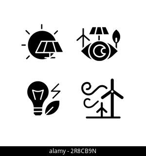 Autres sources d'alimentation symboles de glyphe noirs définis sur un espace blanc Illustration de Vecteur