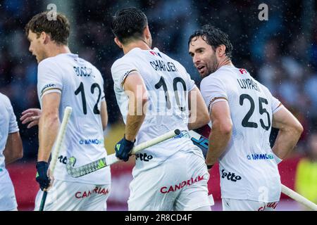 Anvers, Belgique. 20th juin 2023. Le joueur belge Loick Luypaert célèbre après avoir marqué un match de hockey entre l'équipe nationale belge Red Lions et l'Australie, match 7/12 dans la phase de groupe de la Ligue Pro FIH 2023, mardi 20 juin 2023 à Anvers. BELGA PHOTO JASPER JACOBS crédit: Belga News Agency/Alay Live News Banque D'Images