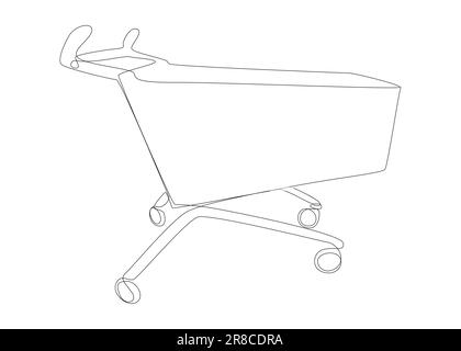 Une ligne continue de Shopping Cart. Concept de vecteur d'illustration à trait fin. Dessin de contour idées créatives. Illustration de Vecteur