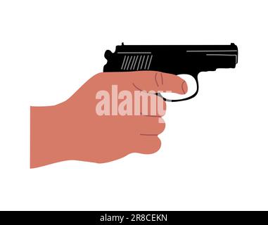 Main tenant un fusil dessiné à la main coloré tendance Vector Illustration de Vecteur