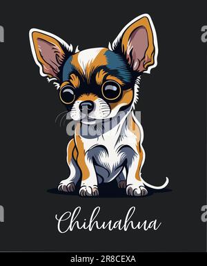 Chien mignon, chihuahua race avec l'expression triste du visage Illustration de Vecteur