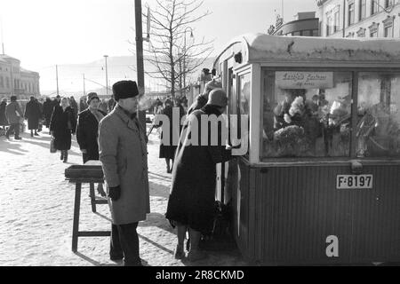 Réel 12-4-1960: C'était un samedi soir le samedi soir révèle la richesse et la pauvreté, le bonheur et le désir. Mais samedi Norvège offre une myriade de grands et petits événements. Sur les pages suivantes, vous trouverez nos prises d'un samedi d'hiver froid dans différentes villes. Photo: Ivar Aaserud / Sverre A. Børretzen / Aktuell / NTB ***PHOTO NON TRAITÉE*** Banque D'Images