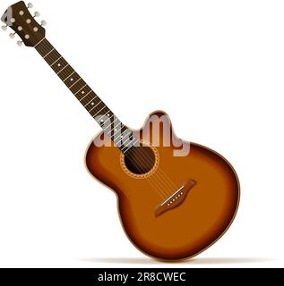 3d icône de vecteur réaliste. Isolé sur fond blanc. Guitare acoustique. Concept de musique classique. Illustration de Vecteur