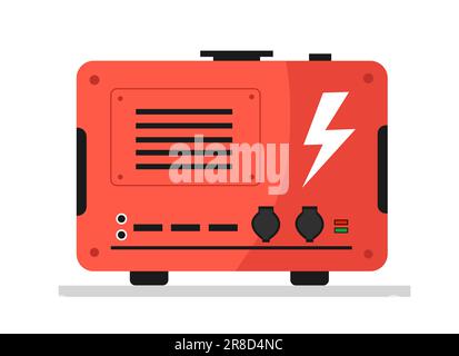 Concept de vue arrière du générateur électrique rouge Illustration de Vecteur