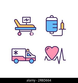 Procédures d'urgence pixel Perfect RVB icônes de couleur ensemble Illustration de Vecteur