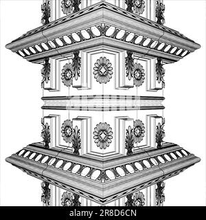 Vecteur pilier antique. Illustration isolée sur fond blanc. Arrière-plan de motif de texture de pilier de pylône classique. Illustration de Vecteur