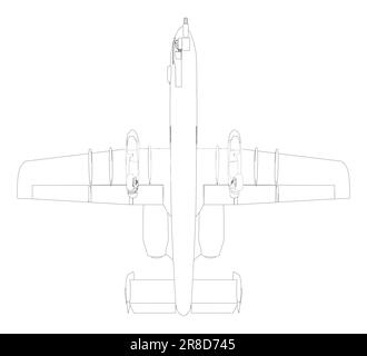 Contour avion de combat en isolat sur fond blanc. Avions de combat modernes. Image stylisée d'un avion de chasse sur fond blanc. Image vectorielle Illustration de Vecteur